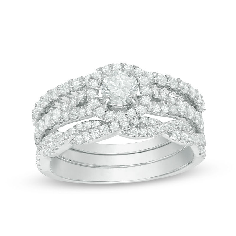 1.25 CT. T.W. Diamond Frame Three Piece Bridal Set in 14K White Gold|Peoples Jewellers