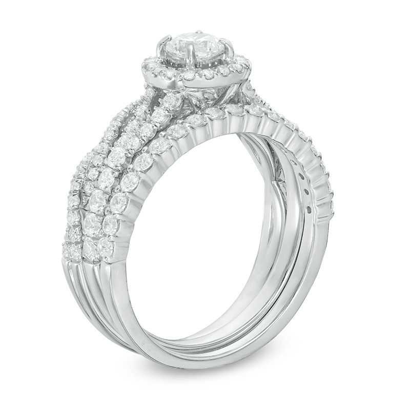 1.25 CT. T.W. Diamond Frame Three Piece Bridal Set in 14K White Gold|Peoples Jewellers