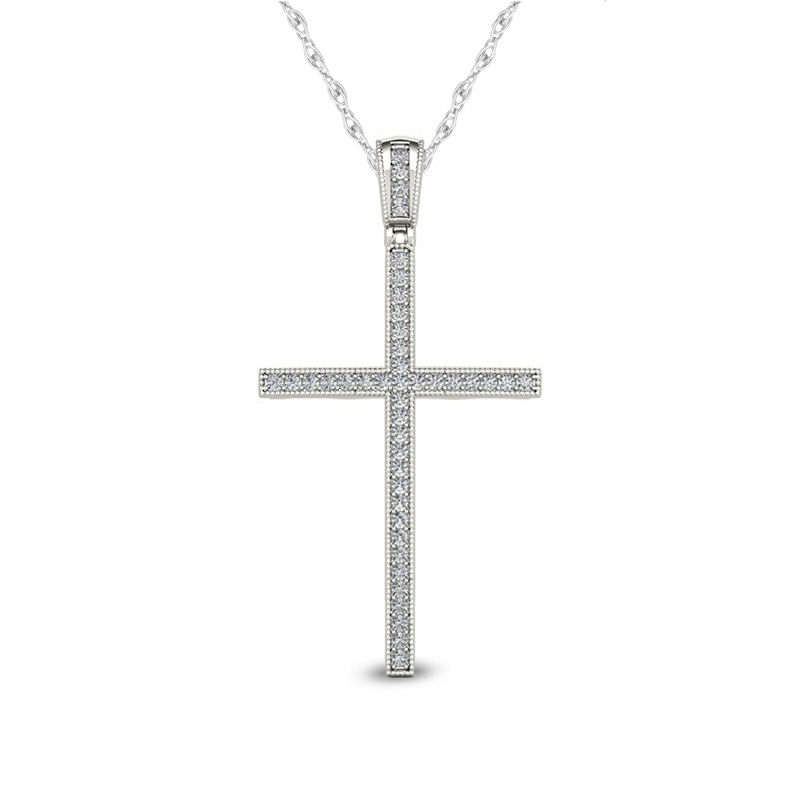 0.13 CT. T.W. Diamond Vintage-Style Cross Pendant in 10K Gold|Peoples Jewellers