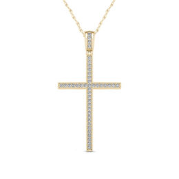 0.13 CT. T.W. Diamond Vintage-Style Cross Pendant in 10K Gold