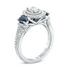 Vera Wang Love Collection 0.70 CT. T.W. Oval Diamond and Blue Sapphire Three Stone Ring in 14K White Gold