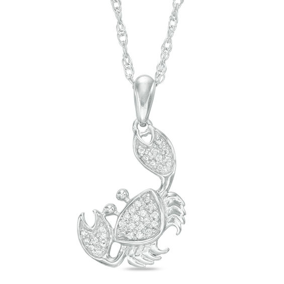 0.04 CT. T.W. Diamond Tilted Crab Pendant in Sterling Silver