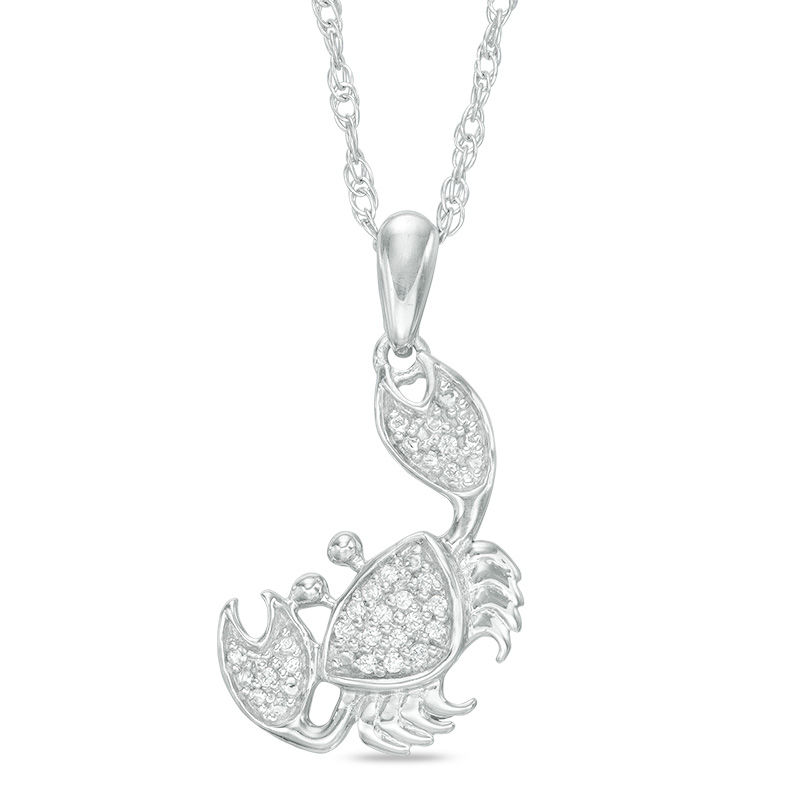 0.04 CT. T.W. Diamond Tilted Crab Pendant in Sterling Silver|Peoples Jewellers