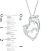 Thumbnail Image 1 of 0.12 CT. T.W. Diamond Motherly Love Dolphin Heart Pendant in Sterling Silver