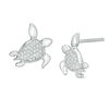 Thumbnail Image 0 of 0.09 CT. T.W. Diamond Sea Turtle Stud Earrings in Sterling Silver