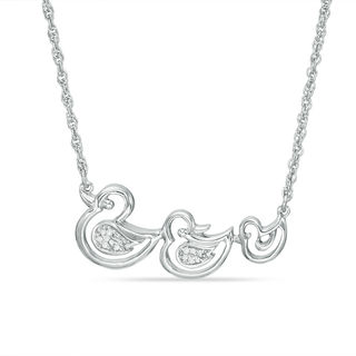 Diamond Accent Duck Family Necklace in Sterling Silver - 17"