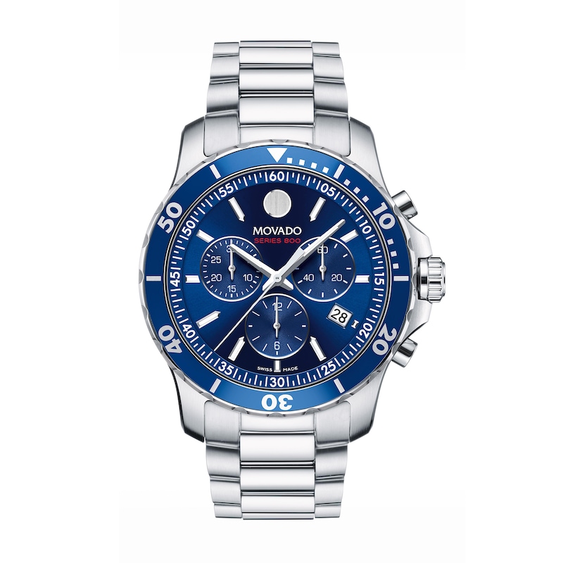 Men's Movado Series 800® Chronograph Watch with Blue Dial (Model: 2600141)|Peoples Jewellers