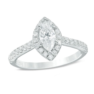 Vera Wang Love Collection 0.95 CT. T.W. Marquise Diamond Frame Engagement Ring in 14K White Gold