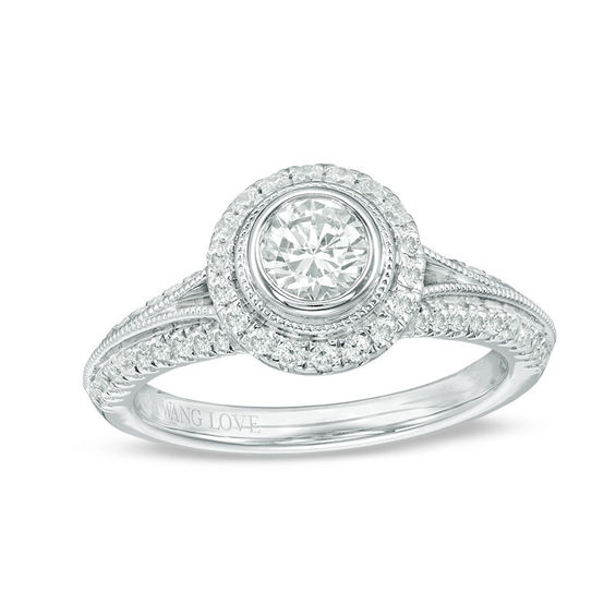 Vera Wang Love Collection 0.95 CT. T.W. Diamond Frame Vintage-Style Engagement Ring in 14K White Gold