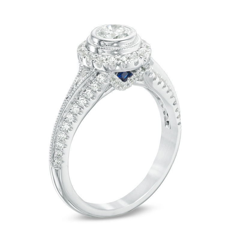 Vera Wang Love Collection 0.95 CT. T.W. Diamond Frame Vintage-Style Engagement Ring in 14K White Gold|Peoples Jewellers