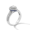 Thumbnail Image 3 of Vera Wang Love Collection 0.95 CT. T.W. Pear-Shaped Diamond and Sapphire Double Frame Engagement Ring in 14K White Gold