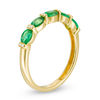 Sideways Oval Emerald and Diamond Accent Alternating Band in 10K Gold