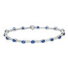 Thumbnail Image 1 of Oval Lab-Created Ceylon and White Sapphire Bar Bracelet in Sterling Silver