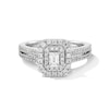 Thumbnail Image 1 of Vera Wang Love Collection 0.95 CT. T.W. Emerald-Cut Diamond Double Frame Engagement Ring in 14K White Gold