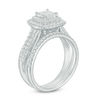 1.00 CT. T.W. Quad Princess-Cut Diamond Double Frame Bridal Set in 10K White Gold