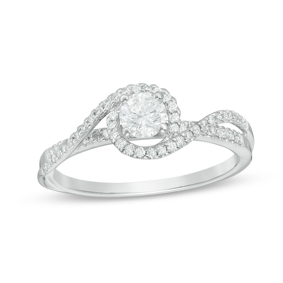 0.50 CT. T.W. Diamond Swirl Bypass Engagement Ring in 14K White Gold