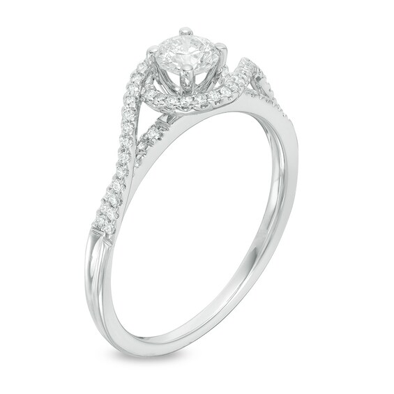 0.50 CT. T.W. Diamond Swirl Bypass Engagement Ring in 14K White Gold