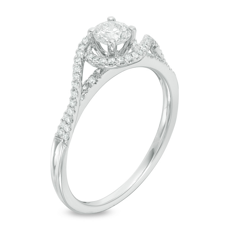 0.50 CT. T.W. Diamond Swirl Bypass Engagement Ring in 14K White Gold|Peoples Jewellers
