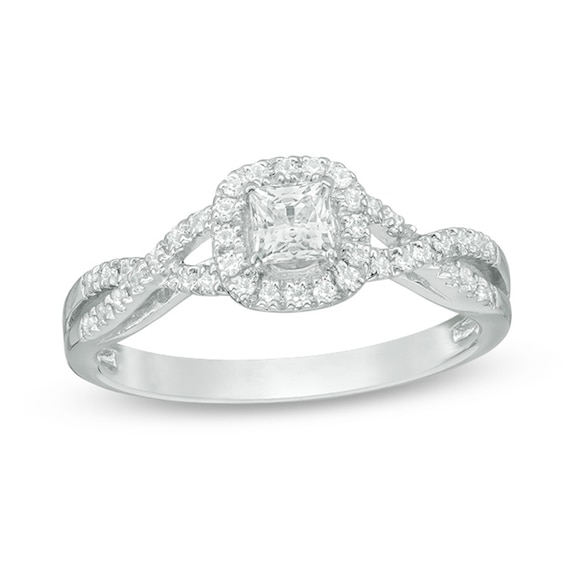 0.50 CT. T.W. Princess-Cut Diamond Frame Twist Engagement Ring in 14K White Gold