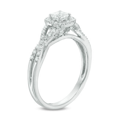 0.50 CT. T.W. Princess-Cut Diamond Frame Twist Engagement Ring in 14K White Gold