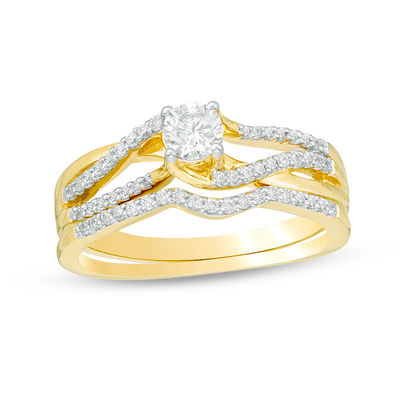 0.50 CT. T.W. Diamond Swirl Bridal Set in 10K Gold