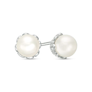 Vera Wang Love Collection 6.5-7.0mm Freshwater Cultured Pearl Stud Earrings in Sterling Silver