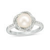 Vera Wang Love Collection 8.0-8.5mm Freshwater Cultured Pearl 0.14 CT. T.W. Diamond Ring in Sterling Silver