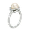 Vera Wang Love Collection 8.0-8.5mm Freshwater Cultured Pearl 0.14 CT. T.W. Diamond Ring in Sterling Silver