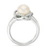 Vera Wang Love Collection 8.0-8.5mm Freshwater Cultured Pearl 0.14 CT. T.W. Diamond Ring in Sterling Silver