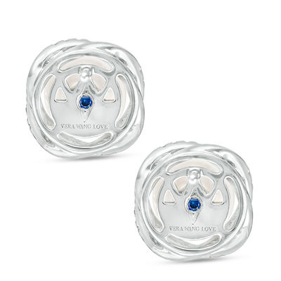 Vera Wang Love Collection 7.5-8.0mm Freshwater Cultured Pearl and 0.18 CT. T.W. Diamond Stud Earrings in Sterling Silver