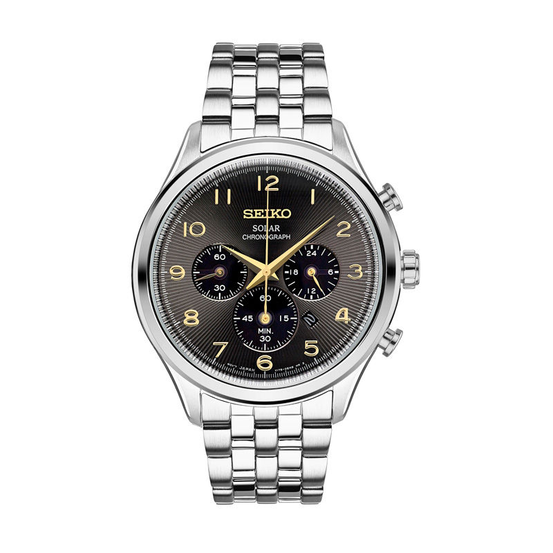 Men's Seiko Solar Chronograph Watch with Grey Dial (Model: SSC563)