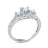 Thumbnail Image 1 of 0.23 CT. T.W. Diamond Frame Three Stone Split Shank Promise Ring in 10K White Gold