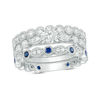 1.11 CT. T.W. Certified Canadian Diamond and Blue Sapphire Bridal Set in 14K White Gold (I/I2)