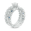 Thumbnail Image 1 of 1.11 CT. T.W. Certified Canadian Diamond and Blue Sapphire Bridal Set in 14K White Gold (I/I2)