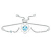 Cushion-Cut Swiss Blue Topaz with White Enamel Lotus Bolo Bracelet in Sterling Silver - 9"