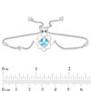 Cushion-Cut Swiss Blue Topaz with White Enamel Lotus Bolo Bracelet in Sterling Silver - 9"