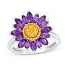 Marquise Amethyst and Citrine Chrysanthemum Ring in 10K Two-Tone Gold