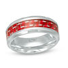 Thumbnail Image 0 of Men's 8.0mm Red Carbon Fibre Comfort Fit Wedding Band in Stainless Steel - Size 10