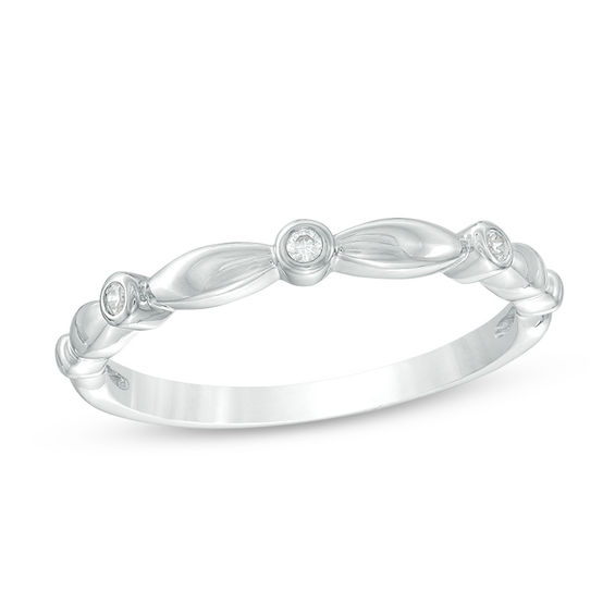 Diamond Accent Alternating Shapes Stackable Band in 10K White Gold