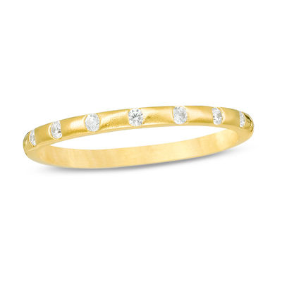 0.10 CT. T.W. Diamond Seven Stone Station Stackable Band in 10K Gold