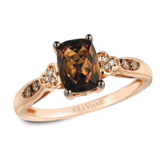 Next Generation Petite Le Vian® Chocolate Quartz™ and Diamond Ring in 14K Strawberry Gold™