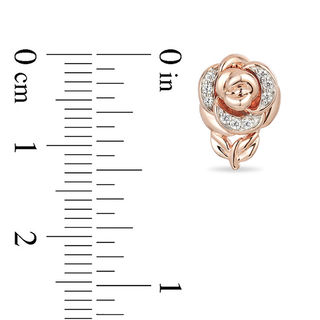 Enchanted Disney Belle 0.08 CT. T.W. Diamond Rose Stud Earrings in 10K Rose Gold