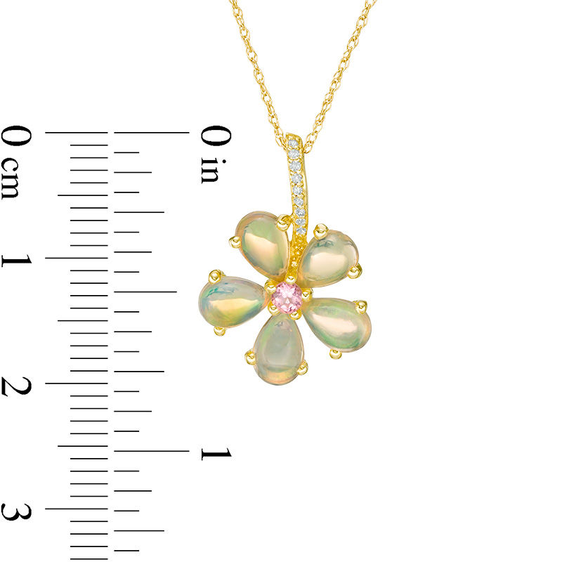 Pear-Shaped Opal, Tanzanite and Diamond Accent Flower Drop Pendant in 10K Gold|Peoples Jewellers