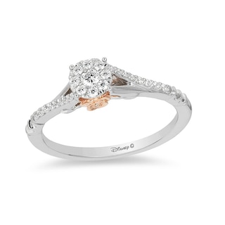 Enchanted Disney Belle 0.18 CT. T.W. Diamond Frame Promise Ring in 10K Two-Tone Gold