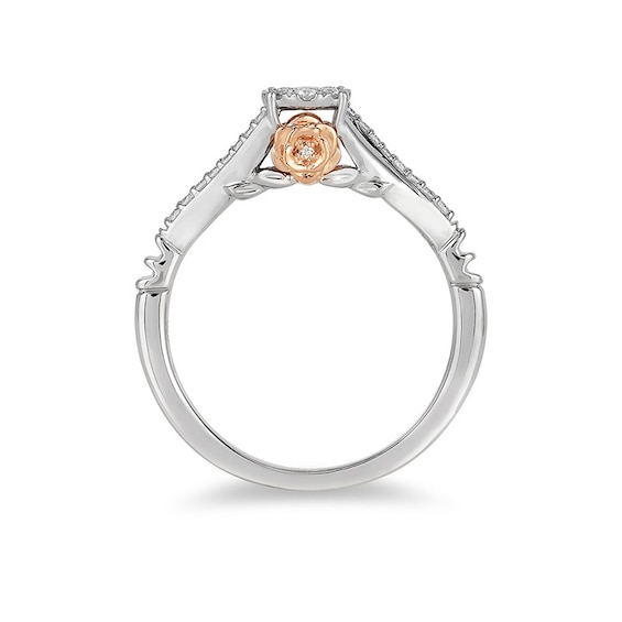 Enchanted Disney Belle 0.18 CT. T.W. Diamond Frame Promise Ring in 10K Two-Tone Gold