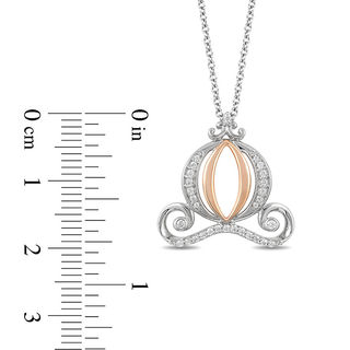 Enchanted Disney Cinderella 0.18 CT. T.W. Diamond Carriage Pendant in Sterling Silver and 10K Rose Gold - 19"