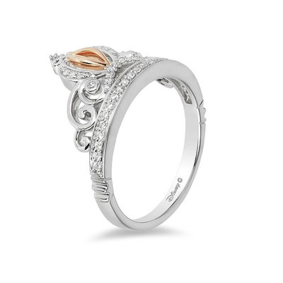 Enchanted Disney Cinderella 0.145 CT. T.W. Diamond Carriage Ring in Sterling Silver and 10K Rose Gold