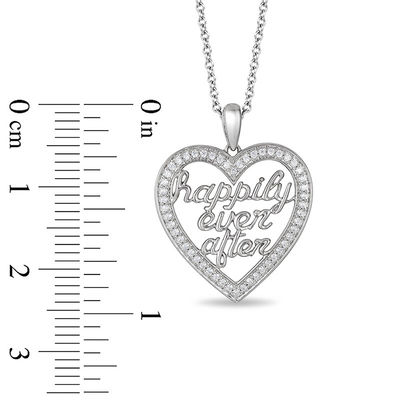 Enchanted Disney Princess 0.18 CT. T.W. Diamond "happily ever after" Heart Pendant in Sterling Silver - 19"