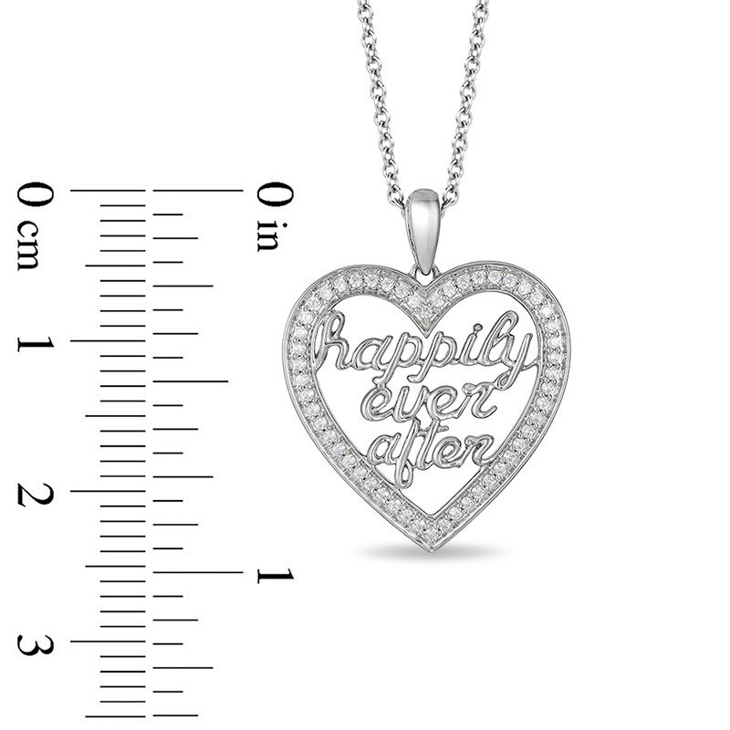 Enchanted Disney Princess 0.18 CT. T.W. Diamond "happily ever after" Heart Pendant in Sterling Silver - 19"|Peoples Jewellers