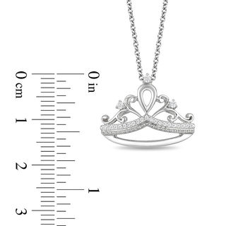 Enchanted Disney Princess 0.09 CT. T.W. Diamond Tiara Pendant in Sterling Silver - 19"